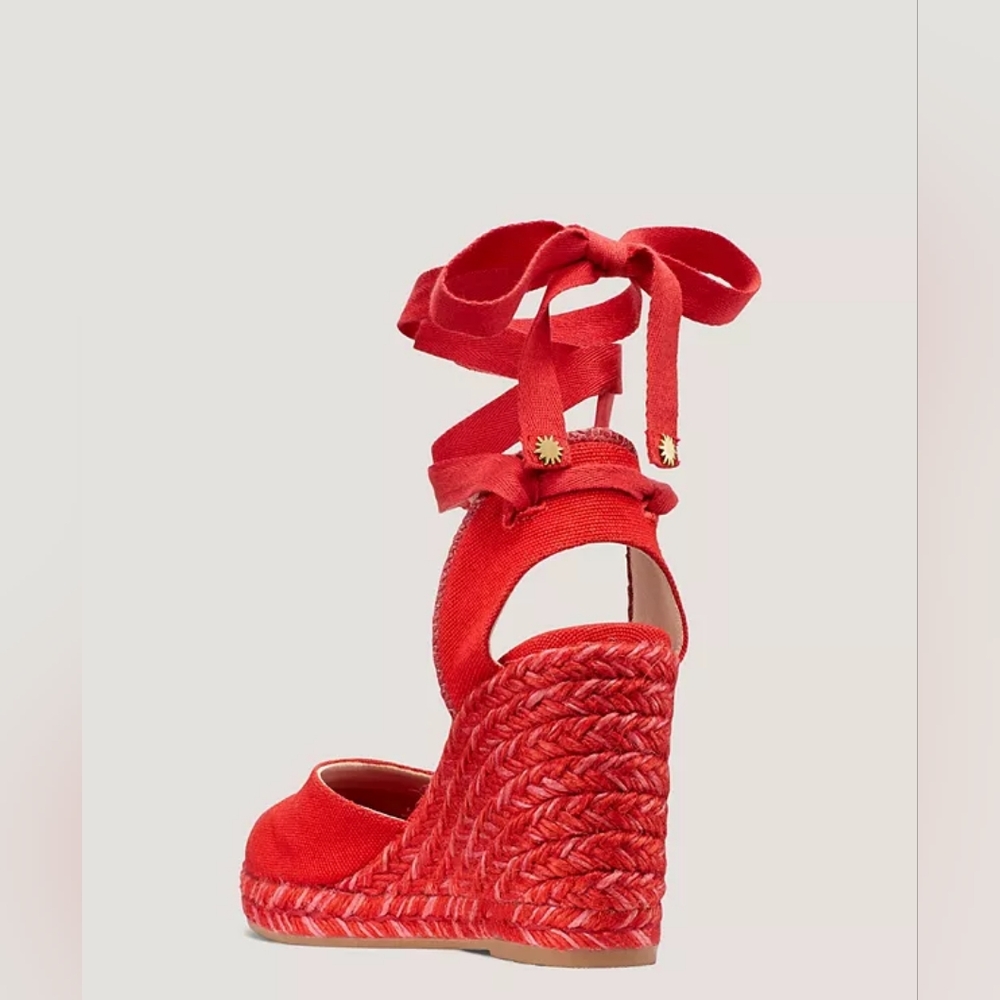 Stuart Weitzman Marguerita Espadrille Wedge Red Women's Shoes Size 6.5 - Picture 2 of 15